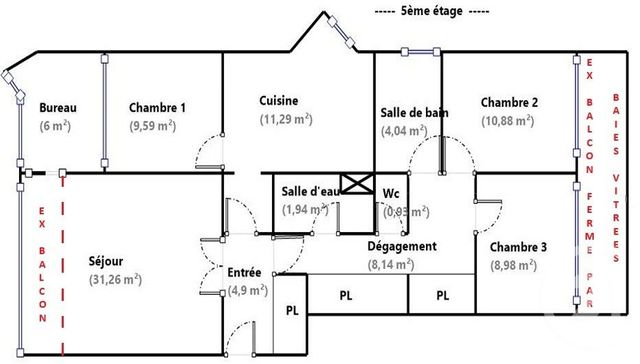Appartement F5 à vendre - 5 pièces - 104 m2 - Boulogne Billancourt - 92 - ILE-DE-FRANCE